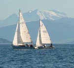 Sailing on Lake Taupo with Ruapehu and Ngauruhoe in the background